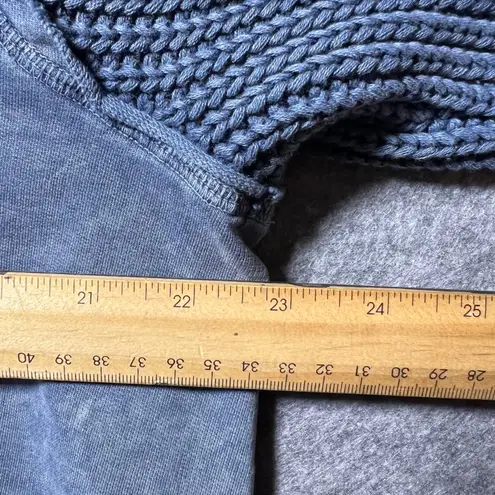 Natural Reflections Blue Washed Cotton Waterfall Cardigan Jacket Knit Sleeves L