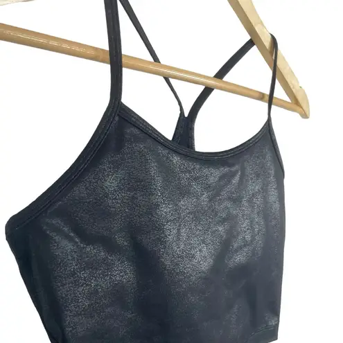 Aerie  Offline The Hugger Crackle Racerback Sports Bra in Black Size S