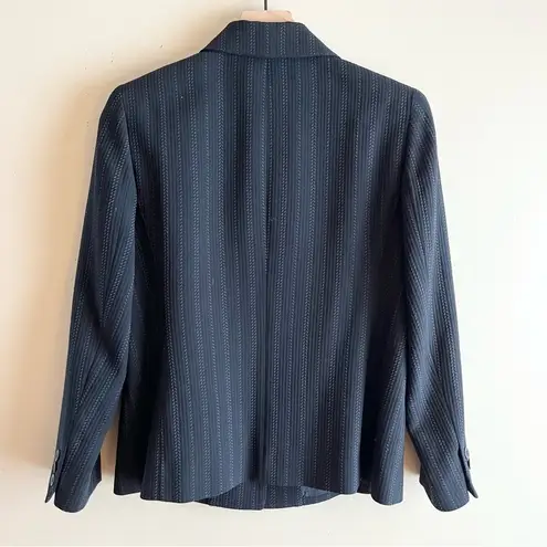 Emanuel Ungaro Vintage Wool Blazer Jacket in Black, Textured Pin Stripes, Sz 2P Black