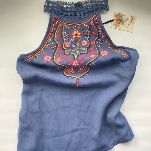 About A Girl NWT embroidered boho halter tank, size XS