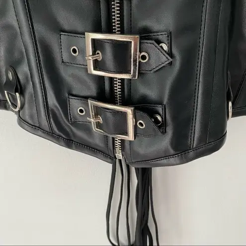 Corset Attire Black Faux Leather Buckles NWTs 28
