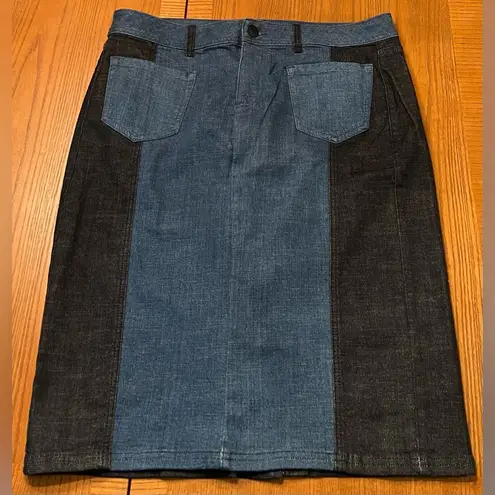 Lane Bryant Glamour X  Blue Colorblock Denim Jean Straight Pencil Skirt Size 16