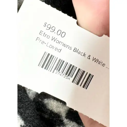 Etro Dress Women Size XS Mini Tight Knit Black & White 3/4 Sleeve 100% Lana Wool