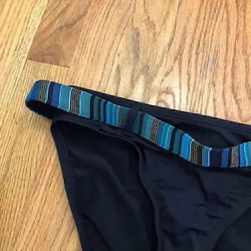 Anne cole NEW NWT  Black Blue Metallic Copper ? Belted Swim Bikini Bottom Small S