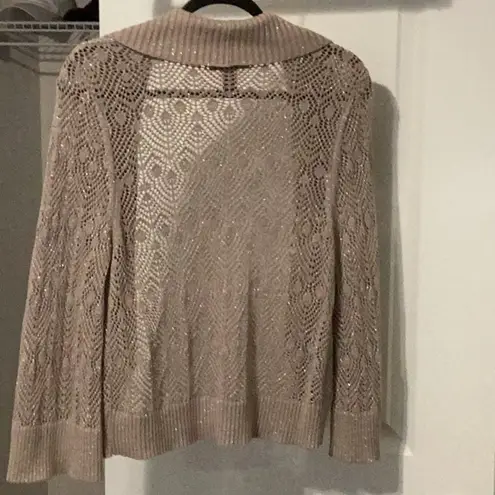 INC International Concepts Cream and Silver Cardigan Sweater Gold Size XL
