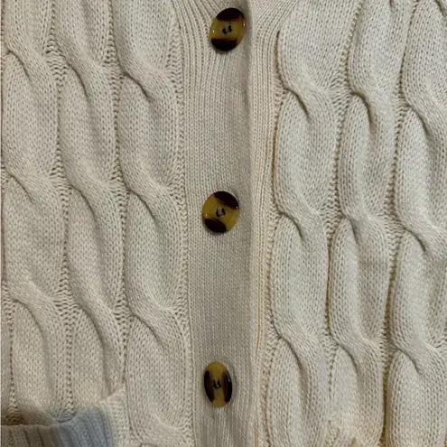 PRETTYGARDEN Beige/Cream Cable Knit Open Front Button Down Cardigan Sweater