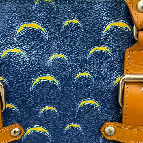 Moda Anastasia NFL Chargers Logo Blue With Brown Leather Annabella Satchel