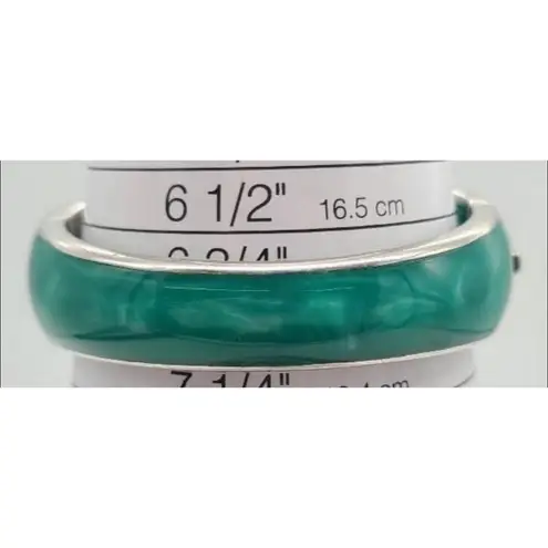 ANDREW HAMILTON CRAWFORD 925 Silver Teal Cuff Botanical Vine Modernist Bracelet Green