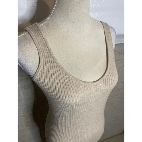 Lucy Paris Denver Beige Ribbed Knit Open Back Midi Sweater Dress Size Small