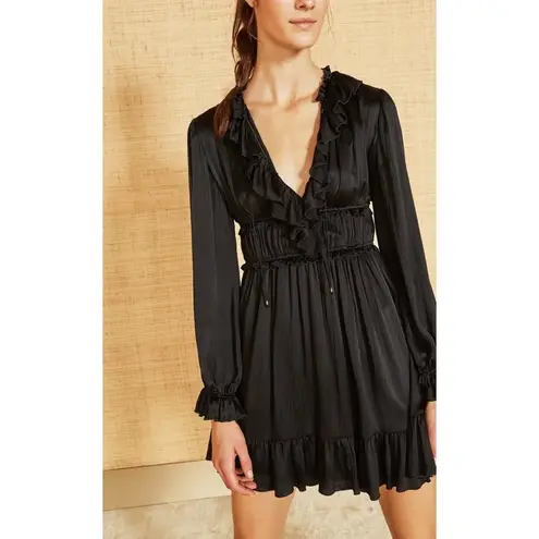 Ulla Johnson NEW Callista Silk Mini Dress Size 4 Black Long Sleeve Ruffle NWT