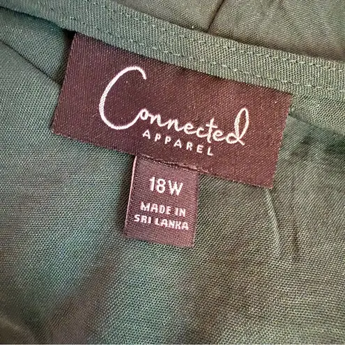 Connected Apparel Plus Size V-Neck 3/4-Sleeve Sheath Dress Green Women’s Sz 18W