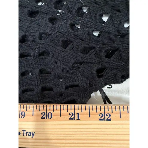 Freshman 1996 NWT Open Knit Pullover Crop Sweater Black Women's Size Large