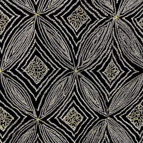 Papell Boutique Vintage 90s Evening Silk Beaded Top S Black Gold Holiday Glam