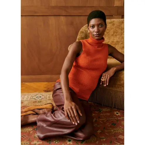 Sézane Sezane Yohan Jumper Sleeveless Turtleneck Sweater XS Tangerine Orange Luxury