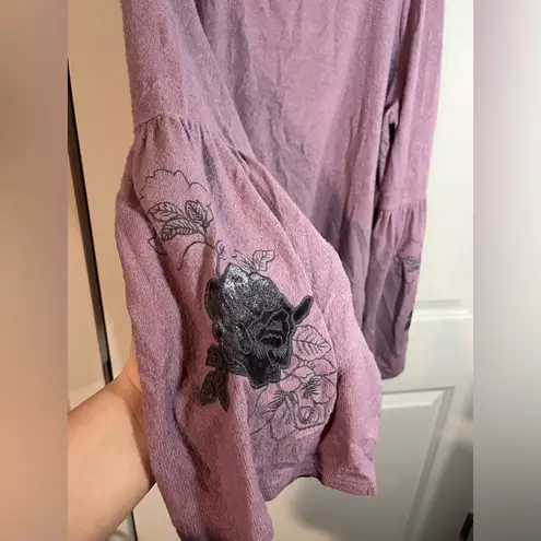 Simply Vera Vera Wang Purple Bell Sleeve ScoopNeck Embroidered Rose Top Size XL