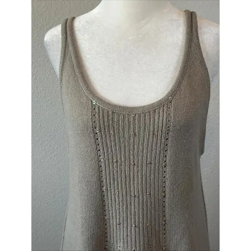 Alice + Olivia Sequined Cashmere/Wool Sweater Tank Dress Beige Size Medium