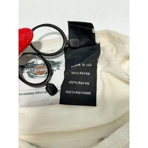 Harley Davidson Women's Love To Role Heart Crown Print T Shirt Beige Size Small White