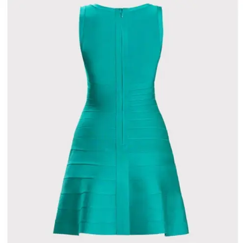 Herve Leger ππ Scooped Sleeveless A-Line Bandage Dress ~ Turquoise XS NWT