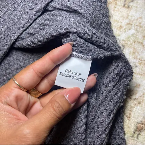 Joyfolie Mia Joy Slate Gray Short Sleeve Waffle Knit Sweater Top Size XL