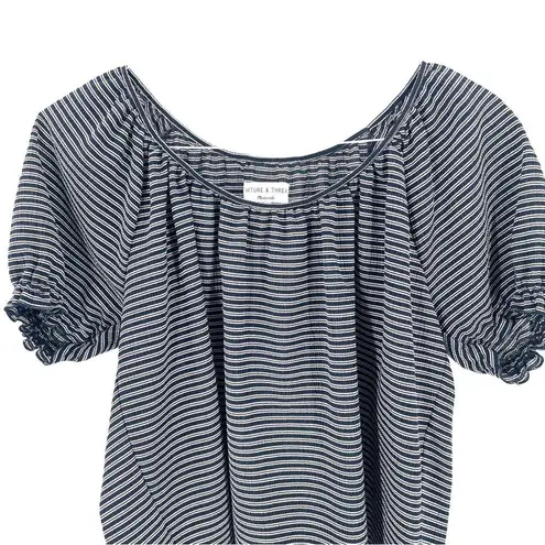 Madewell  Texture & Thread Peasant Shirt in Stripe Short Fitted Sleeve Top