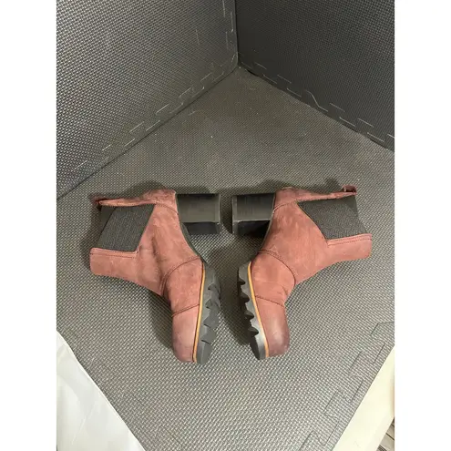Sorel  Addington Chelsea Waterproof Burgundy Leather Heeled Ankle Boots‎ 7.5
