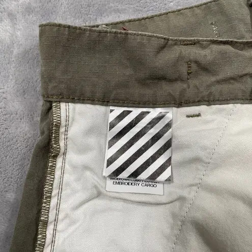 Off-White  Shorts Womens 26 Green Flower Embroidery Cargo Streetwear Military