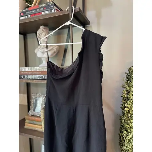 Black Halo Pravella One Shoulder Flare Leg Jumpsuit Black Size 14