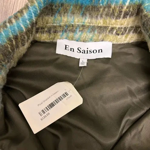 NWT En Saison Zoe Shirt Jacket Shacket in Green Multi Plaid | Large