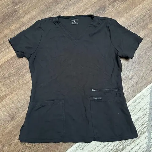 Jaanuu Kass Slim 4-Pocket ULTRAsoft Scrub Top Black Womens M