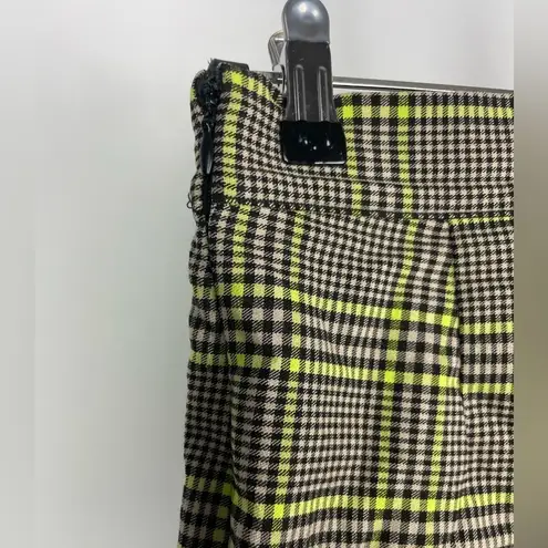 Urban Outfitters  Black Green Checked‎ Plaid Cropped Flare Pants