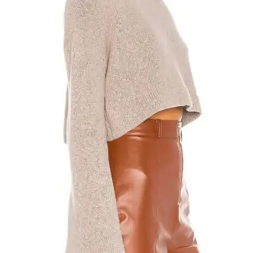 Women's Crop Sweater Turtleneck Long Sleeve Lightweight Soft Casual Brown