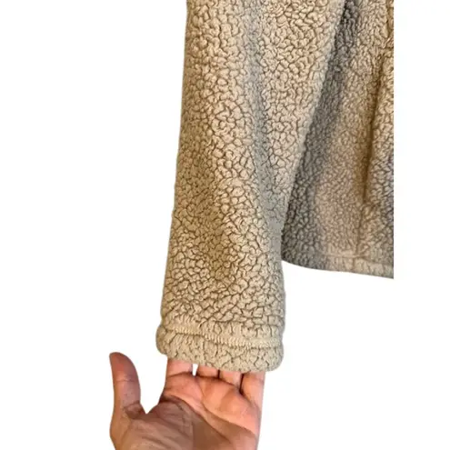 32 Degrees Heat Beige Fuzzy High Neck Full Zip Jacket Women Sz XS
