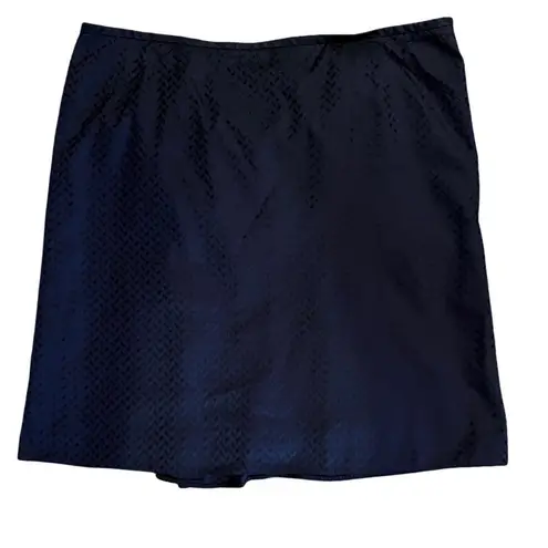 Armani Collezioni Silk Navy Skirt A-Line Straight Italy TG 52 US 16 Plus 90s Y2K