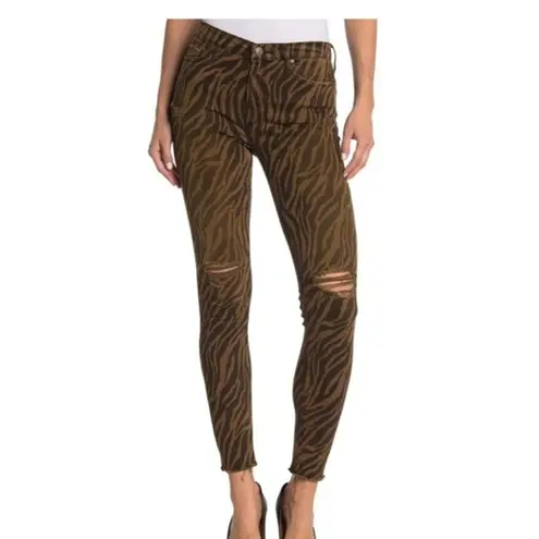 Black Orchid Jeans Womens 2 26" Carmen High Rise Ankle Fray Brown Zebra Edgy
