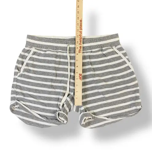 White + Warren Striped Drawstring Shorts Womens Size S Gray White Lounge