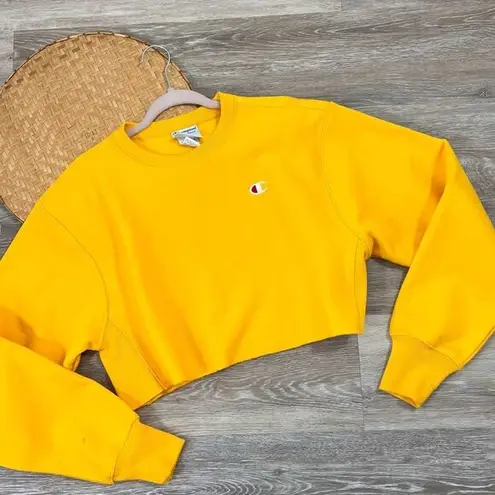 Champion  reverse weave yellow cropped crewneck sweatshirt