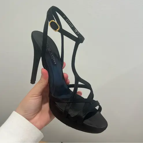 Ralph Lauren Purple Label Black Strappy Heel Size 7.5