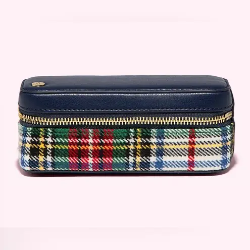 Stoney Clover Lane NWT Slim Jewelry Case Plaid Navy Blue Green Vegan Leather
