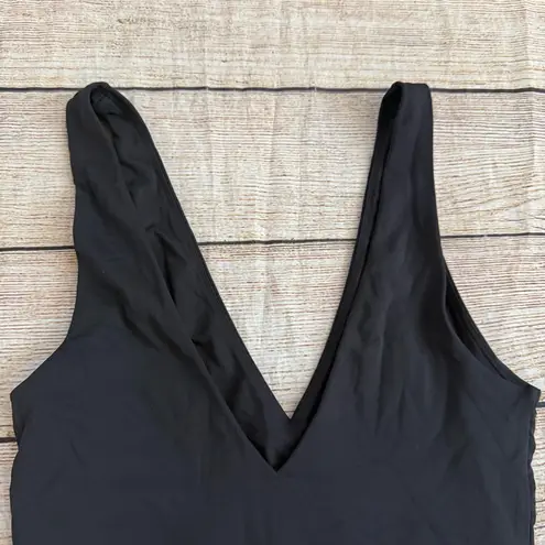 Babaton Aritzia Contour V-Neck Black Mini Dress Sz Medium Sleeveless Bodycon