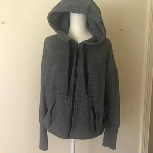 Calvin Klein Performance Cropped Full Zip Hoodie Dark Gray Long Sleeves Size M