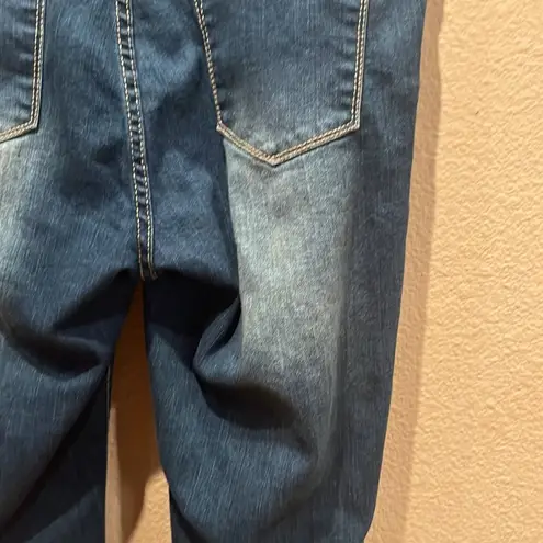 Lucky & Blessed Size 10 Boutique Jeans Blue Serape Fabric details, distressed