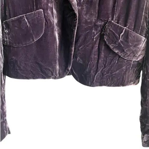 BCBGMAXAZRIA BCGBMaxazria Women Jacket S Purple Crushed Velvet Rocker Y2K Retro Whimsigoth