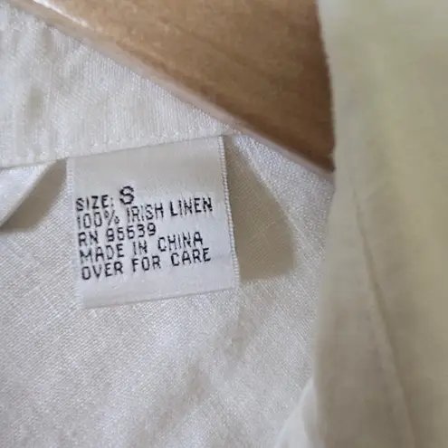 Richard Malcolm White Long Sleeve Bottom Up 100% Irish Linen Shirt Small