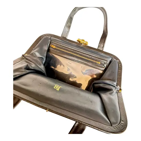 JR Floral Tapestry Handbag Carpet Bag Flower Purse USA 11x7 Metal Frame Vintage Black