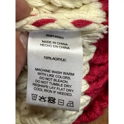 Gary Collective Turtle Neck Sweater Long Sleeve Stripes Knit Pink Cream W L NWOT Size L