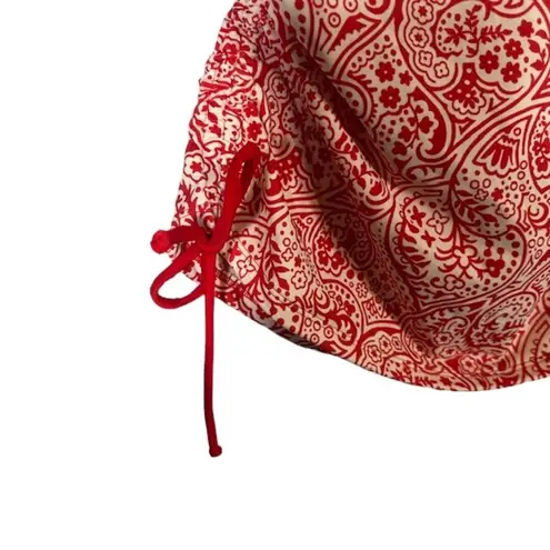 Boden Red & White Paisley Ruched Tied Sides Summer Tankini Top Women Sz 10