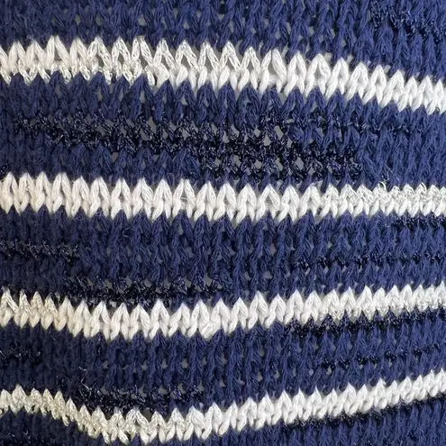 Caslon NWT! Navy White Knit Shimmer Shine Sleeveless Sweater Tank Top Blouse XS