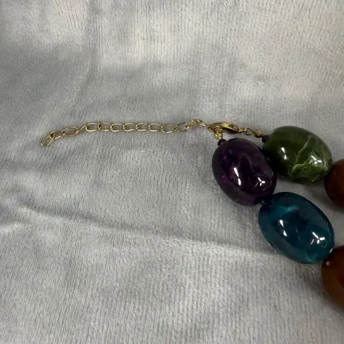 Multicolor Chunky Oval Bead Necklace Extender Chain Lobster Clasp Choker Adjusts Green