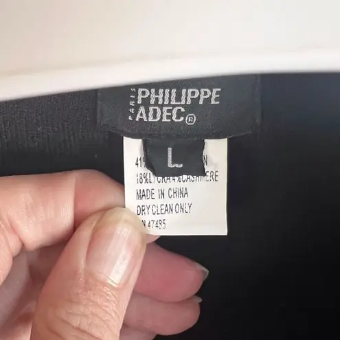 Philippe Adec Paris Womens Black Vneck Sweater Size Large Silk Cashmere Blend Black