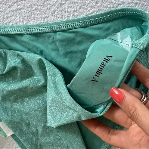 Vitamin A Skylar TOP & Lolita BOTTOM BIKINI SET Aqua Metallic, Size Small, $235